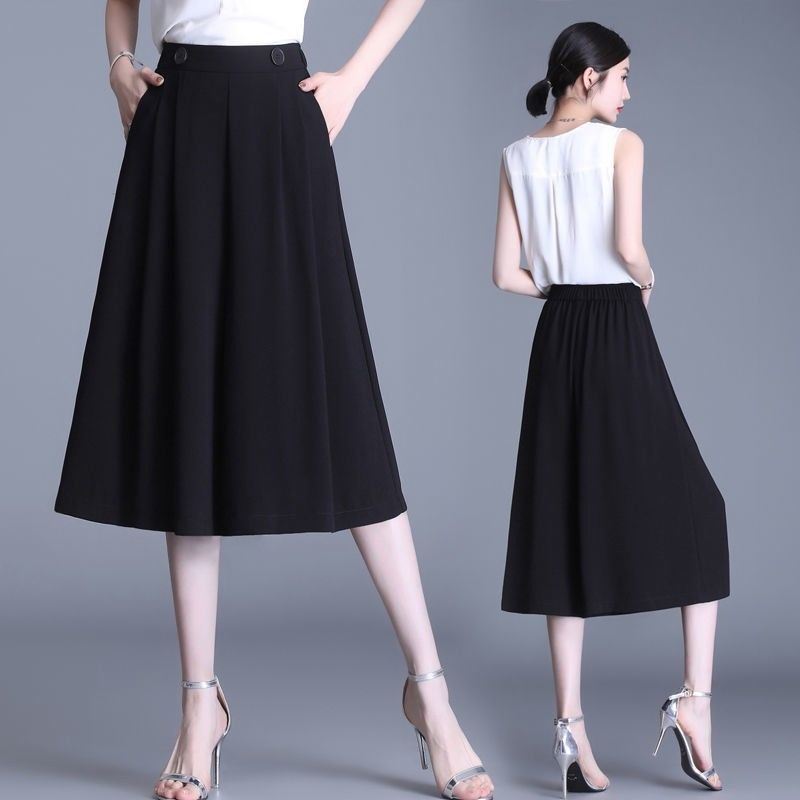 雪紡寬褲雪紡七分闊腿褲女夏季新款高腰垂感大碼褲裙小個子休閒褲薄【淘夢屋】【淘夢屋】 2