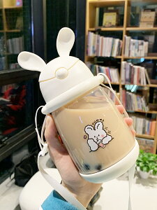 水杯女學生小巧可愛帶吸管少女兔子塑料杯韓版便攜簡約耐熱杯子