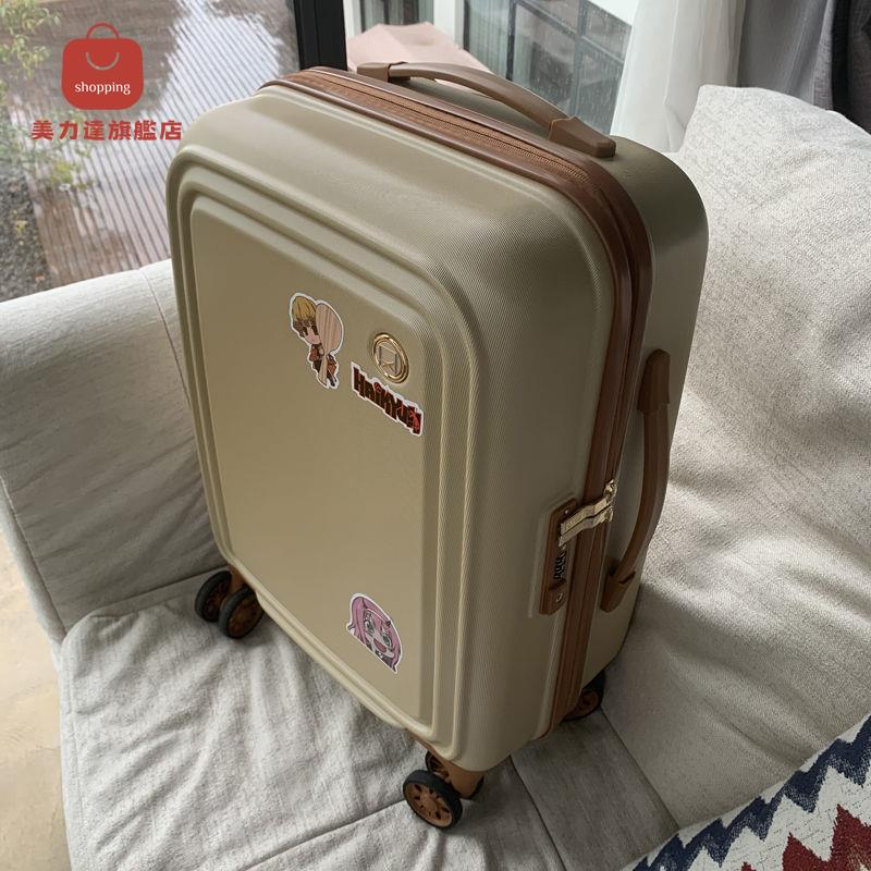 行李箱 旅行箱 拉杆箱 日本復古黃色20寸超輕登機行李箱密碼旅行箱靜音26託運女拉桿箱子 八折減免 特價出 可開發票
