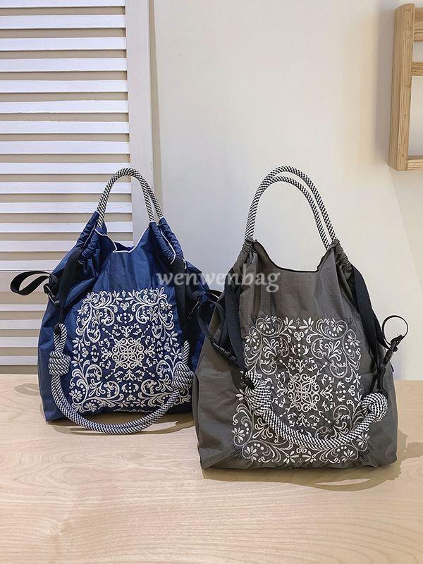 免運/附發票 購物袋 日本ball chain包環保袋高圓圓同款包刺繡尼龍帆布包腰果花購物袋工廠現貨直銷 售後保障 全館八折 5z12