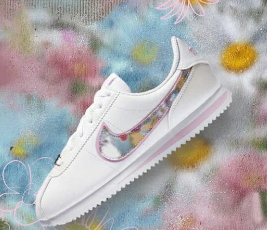 帝安諾-實體店面 Nike Cortez Basic SE 白色 花朵 花卉 粉色 淺粉 大童 女鞋【APP下單享4%點數】