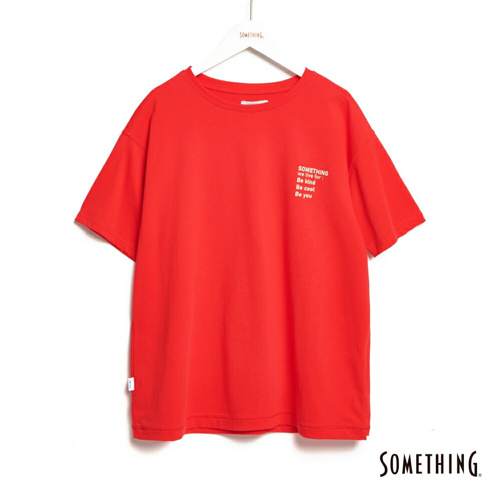 SOMETHING 女款 貓咪前後片印花短袖T恤 (紅色)
