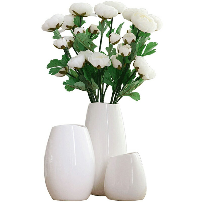 貝漢美創意現代簡約擺件家居裝飾品時尚客廳插花干花陶瓷仿真花瓶