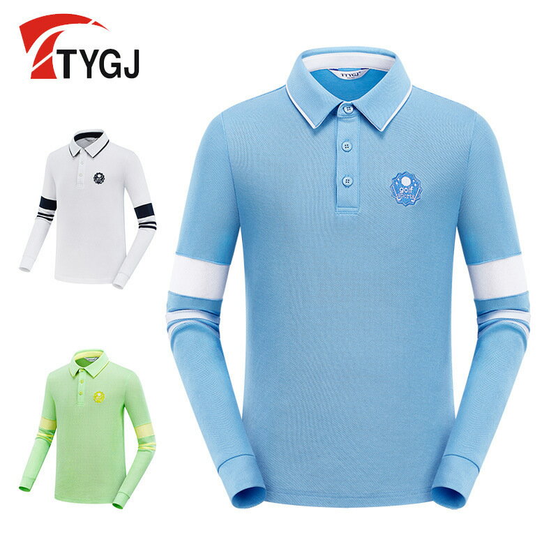 TTYGJ秋冬童裝 高爾夫服裝長袖polo衫 男女運動羽毛球上衣T恤