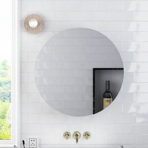 衛生間實木小側柜帶無邊框玻璃鏡子浴室置物架梳妝鏡掛墻式收納柜
