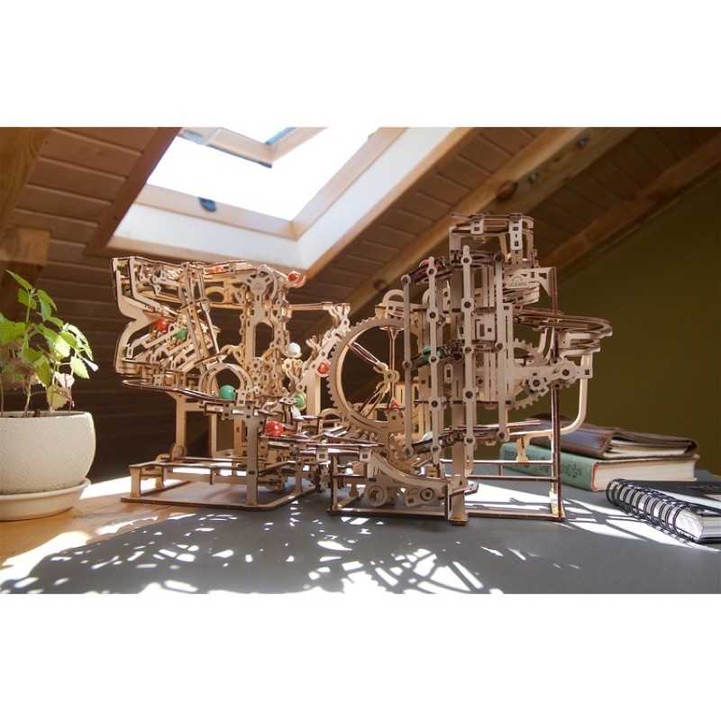強強滾生活 UGEARS - 瘋狂彈珠台2號 滾球機關 彈珠雲霄飛車 動力模型 木製模型 積木玩具 6