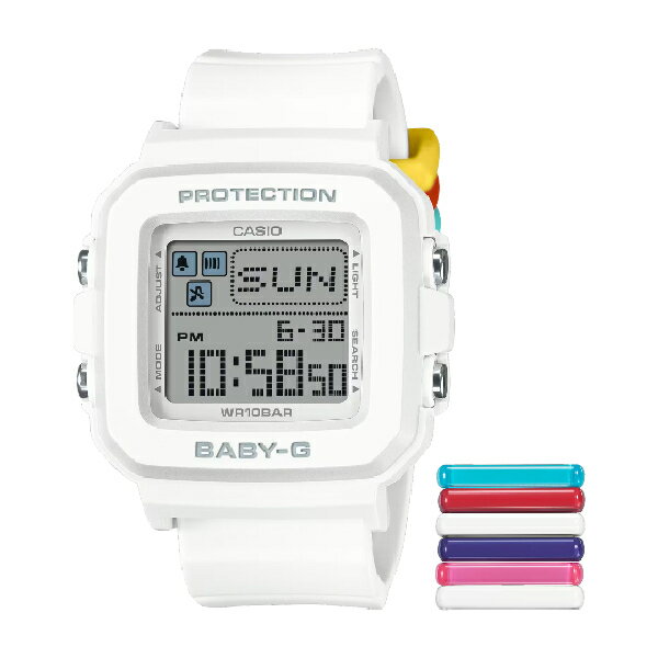 CASIO 卡西歐 BGD-10 系列 BABY-G＋PLUS BGD-10L-7 色彩繽紛畫素動畫方型腕錶 白 39mm｜樂天全館特惠中★指定刷卡回饋10%