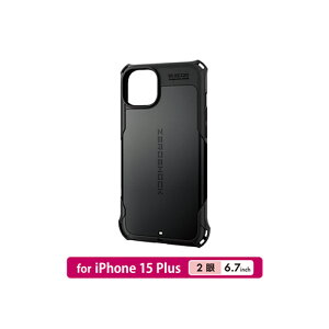 日本代購 空運 ELECOM ZEROSHOCK iPhone 15 Plus 耐衝擊 手機殼 保護殼 附保護貼 黑色