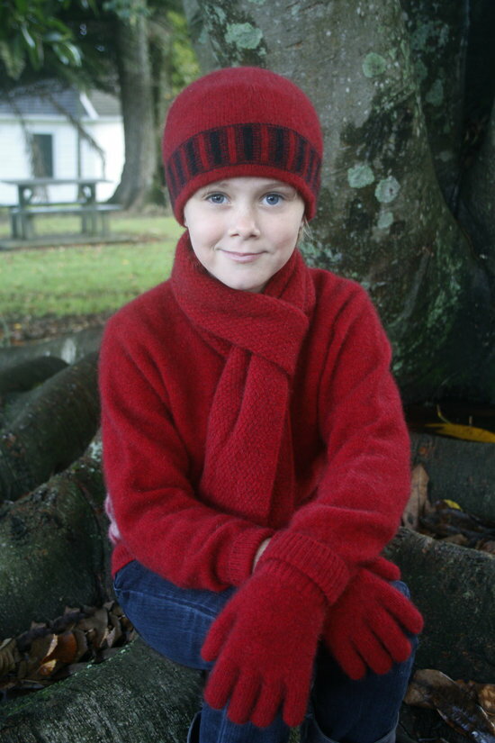 深紅色紐西蘭貂毛羊毛圍巾*超輕暖*(窄版12公分) 2