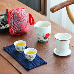 車載旅行茶具套裝便攜包一壺2杯快客杯創意茶壺簡約收納功夫茶具