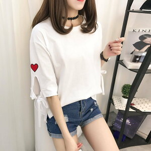 FINDSENSE G5 韓國時尚 夏裝 學院 甜美 小清新 短袖 T恤 女學生 上裝