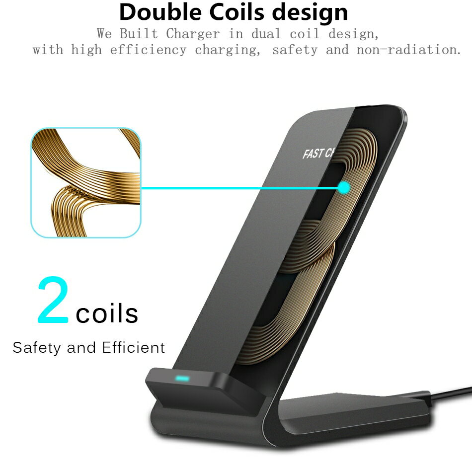 10W Qi Wireless Charger Fast Charging iPhone 11 8 X XR XS M