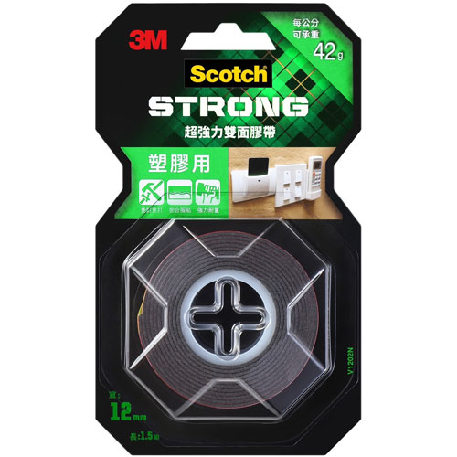 3M Scotch 超強力雙面膠帶 塑膠用 12mmX1.5m
