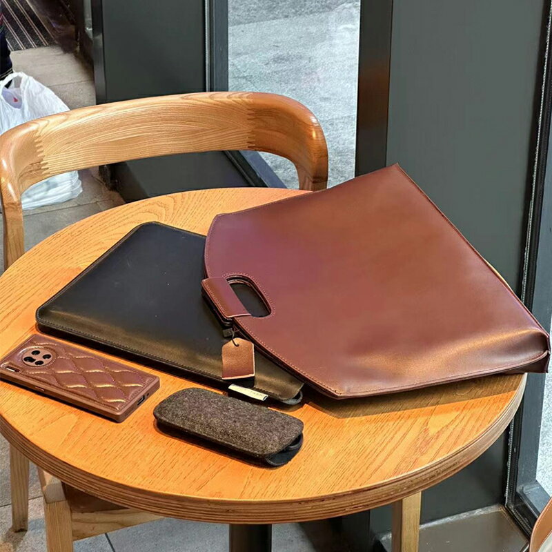 jackspark2024適用蘋果膝上型電腦包手提真皮macbook pro13.3英寸air小米matebook14寸戴爾華為男士女款簡約