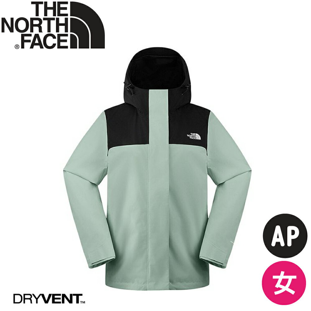 【The North Face 女 DV防水可套接外套 AP《黑/抹茶綠》】8DX8/防風外套/衝鋒衣/連帽外套/風雨衣