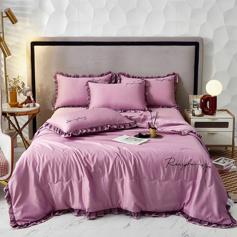 空調被夏涼被床單四件套單雙人被芯夏季薄被子冰絲夏被可水洗機洗