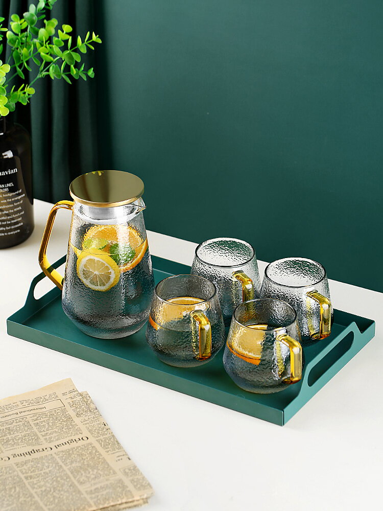 冷水壺玻璃耐高溫家用夏季大容量涼水杯套裝客廳待客茶壺涼水瓶大