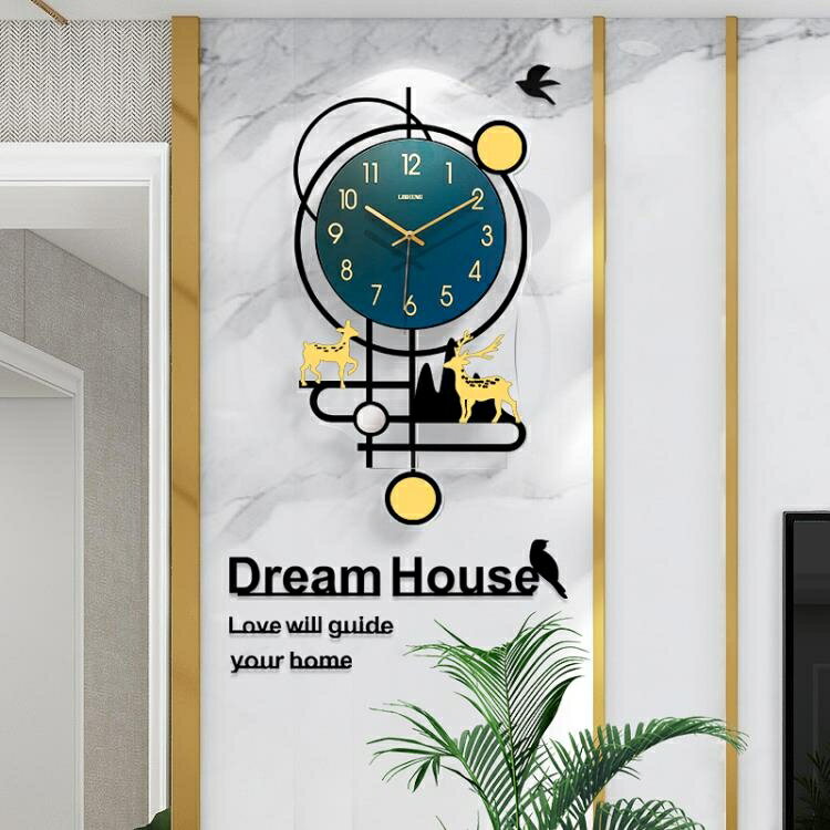掛鐘 北歐時尚客廳掛鐘現代簡約家用創意個性掛牆裝飾輕奢鐘錶網紅時鐘