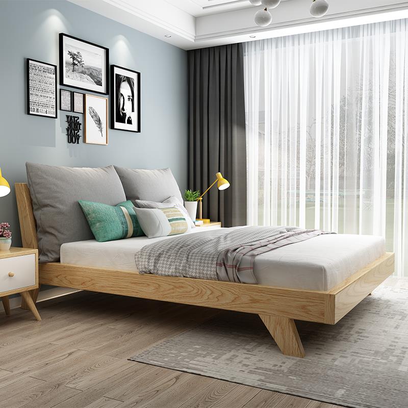 雙人床 北歐風格 現代簡約 實木床 1.5米 1.2米 小戶型 單人床 1.8米主臥 婚床 雙人床