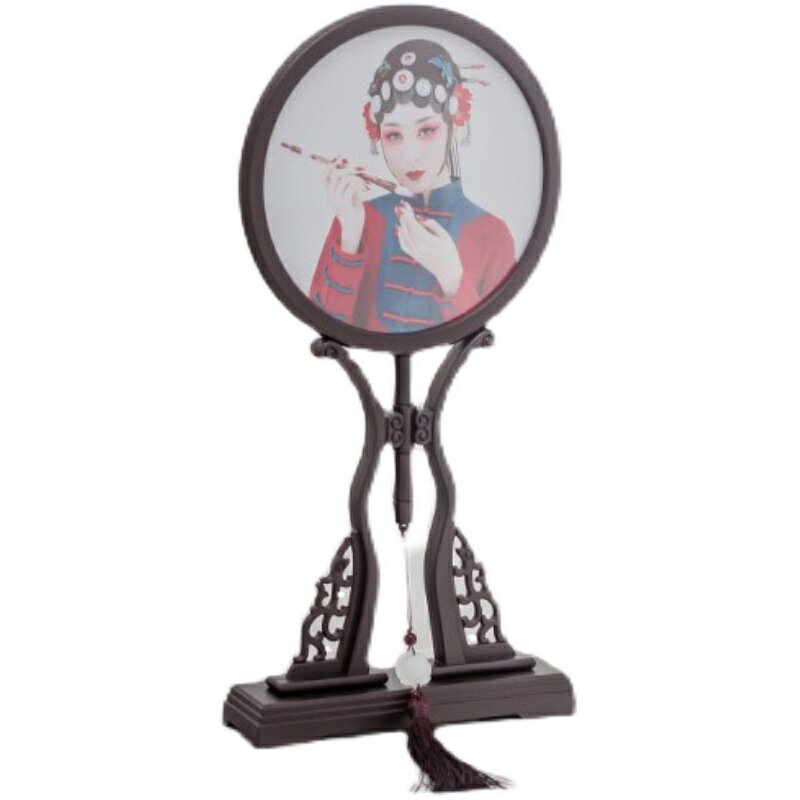 定制10寸 圓形照片宮扇形  復古雙面相片擺件 古風擺臺相框畫框 4