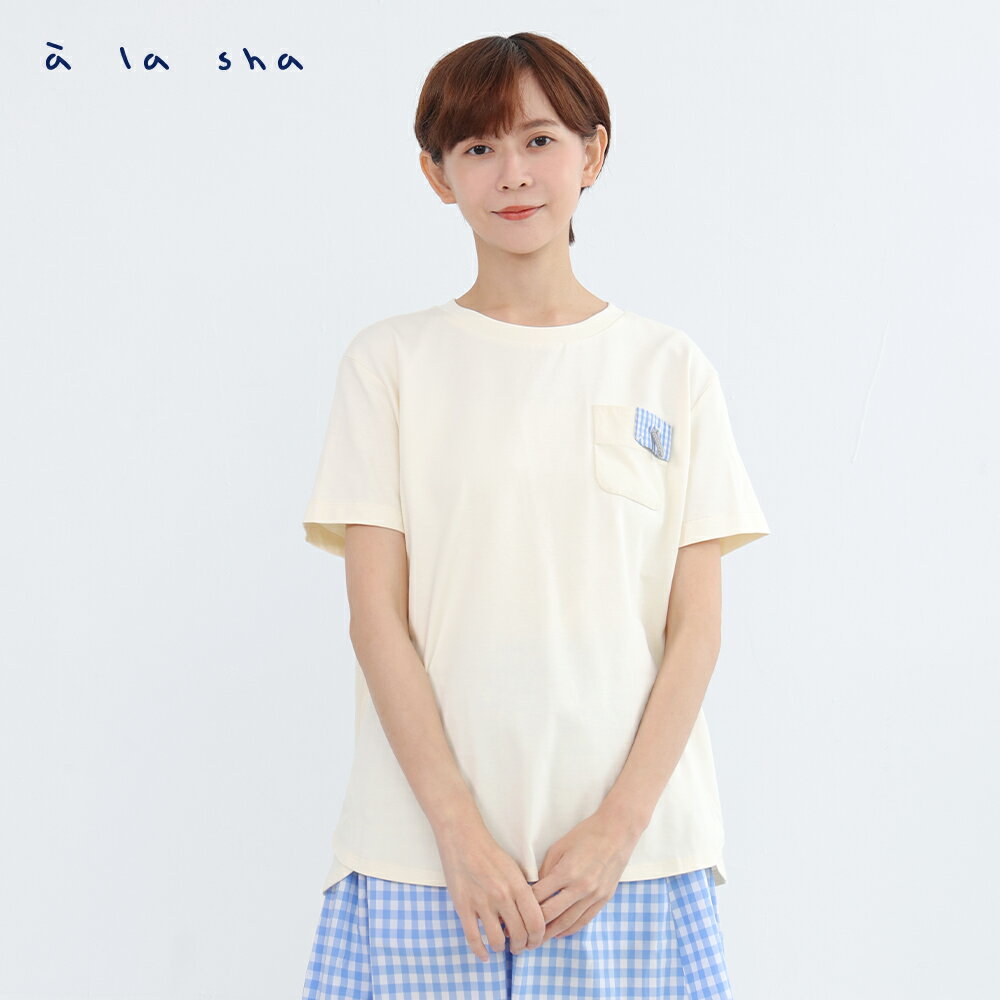 a la sha 異材質拼接口袋上衣