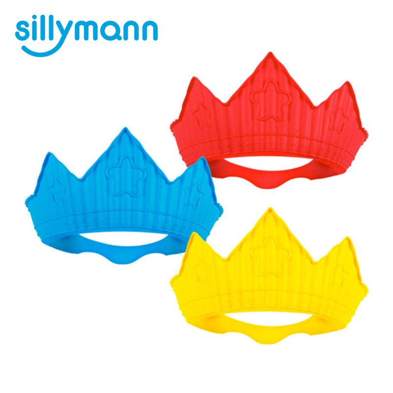 韓國sillymann 100%鉑金矽膠皇冠幼兒洗髮帽(藍/紅/黃)【甜蜜家族】
