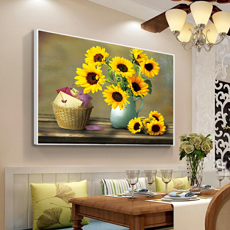 向日葵十字繡新款現代簡約餐廳小幅點鉆石畫滿鉆輕奢客廳臥室