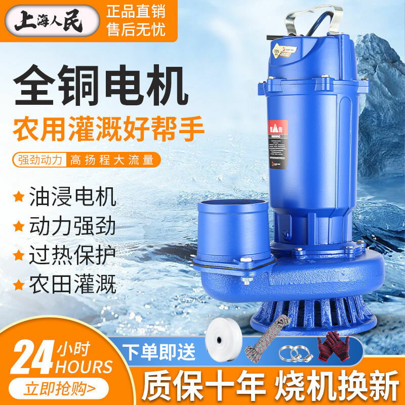 【最低價】【公司貨】上海人民潛水泵220v汙水家用抽水抽水機高揚程農用灌溉排汙抽水機