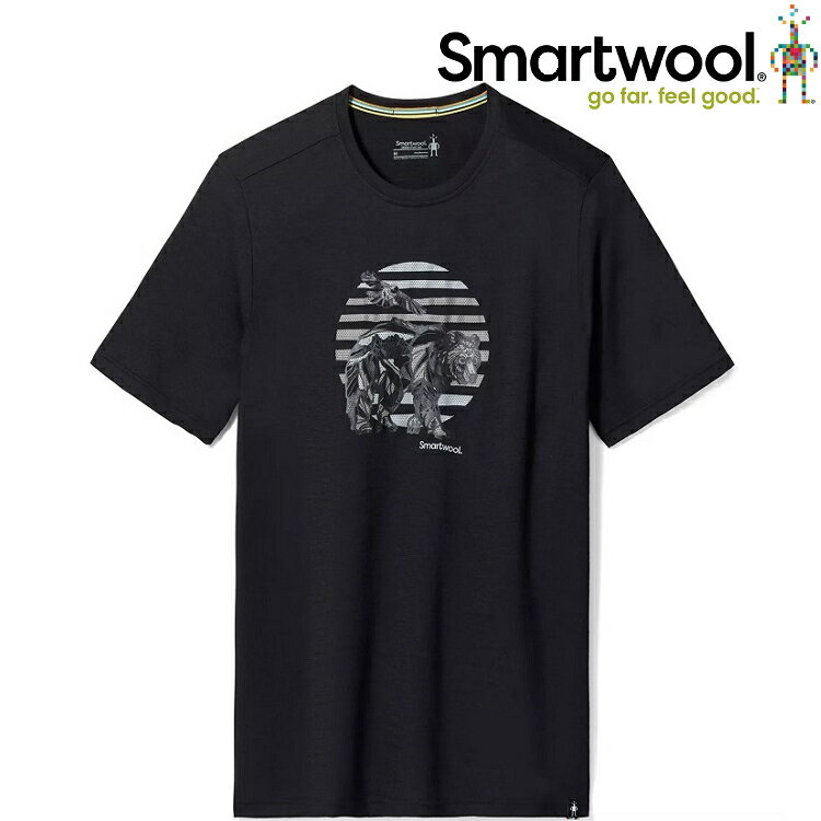 Smartwool Companion Trek Graphic 男款 美麗諾羊毛塗鴉T恤 物種遷徙 SW018112 001 黑色
