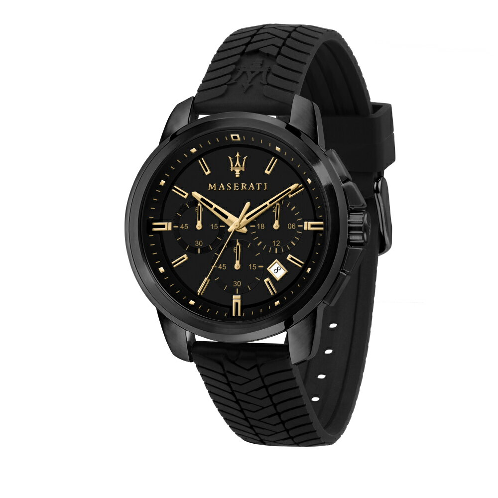 送禮首選★MASERATI 瑪莎拉蒂 經典三眼計時矽膠錶帶腕錶44mm(R8871621011) 附提袋【全館滿額折價★APP下單點數4倍送】線上購買享 實體門市同步服務