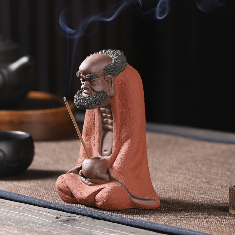 宜興紫砂茶寵達摩擺件禪宗手工雕塑禪意茶道達摩祖師茶室茶寵擺件