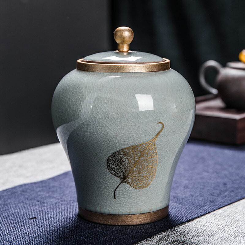 茶葉罐陶瓷密封罐防潮大號醒茶罐存茶儲物罐家用茶葉禮盒茶具半斤