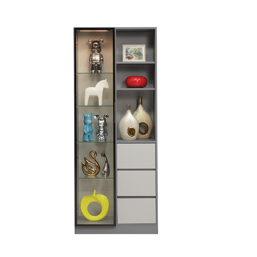 【直人木業】JASPER現代風鋁框長門玻璃三抽展示櫃80公分(三抽置右) 1