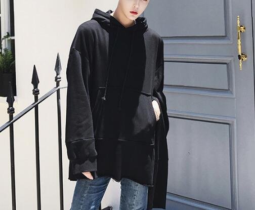 FINDSENSE Z1 韓國 時尚 潮 男 寬鬆連帽衛衣外套 兩邊袖子不一樣 不規則設計
