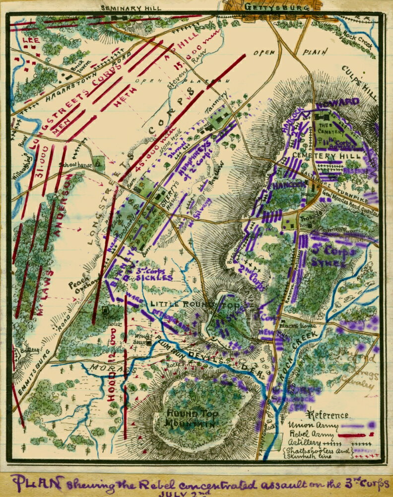 Posterazzi: Plan showing the Rebel concentrated assault on the 3rd ...