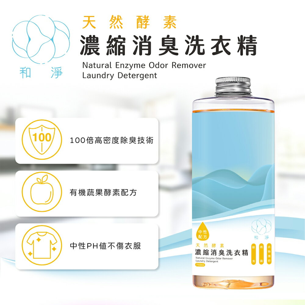 【和淨】台灣製 天然酵素濃縮消臭洗衣精(750ml) 酵素 除臭 瓦解汗漬油漬 清潔衣物