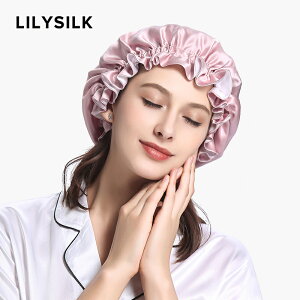 帽子 LILYSILK莉莉秀客雙面兩層真絲睡帽月子帽100%桑蠶絲可調護發帽子 交換禮物