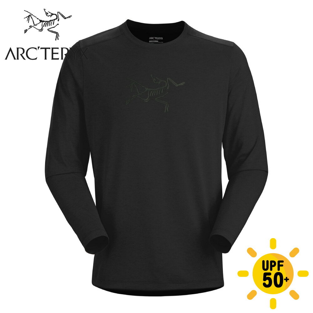 【ARC'TERYX 始祖鳥 男 Cormac LOGO 快乾長袖圓領衫《黑》】29112/薄長袖/排汗衣/長袖T恤