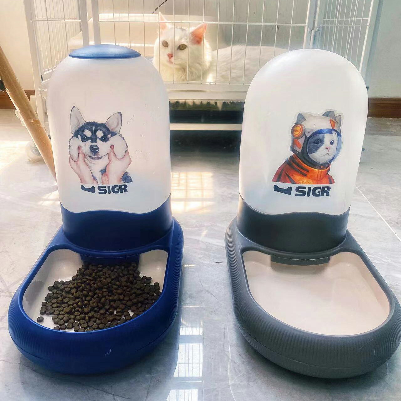 SIGR貓碗貓食盆自動喂食器保護頸椎防打翻飲水大容量雙碗狗狗用品