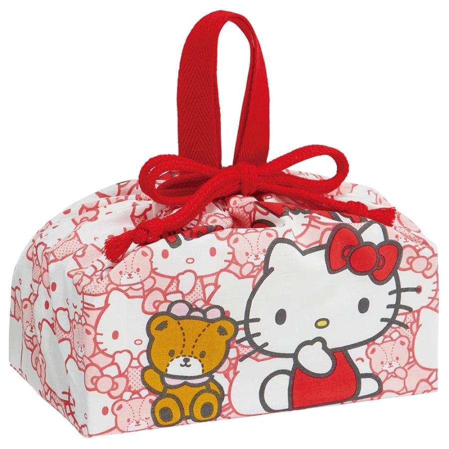 真愛日本 三麗鷗 凱蒂貓 kitty 滿版小熊 日本製 束口便當提袋 便當袋 束口提袋 手提袋 收納袋 餐袋