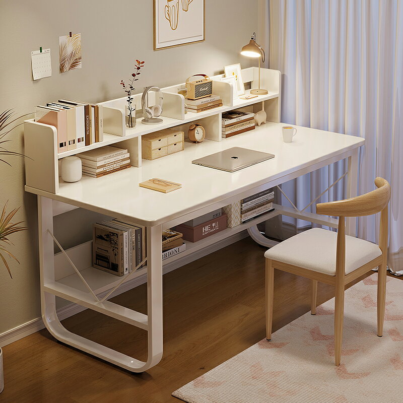 電腦桌臺式書桌書架一體桌臥室女生家用學生寫字桌簡易出租屋桌子