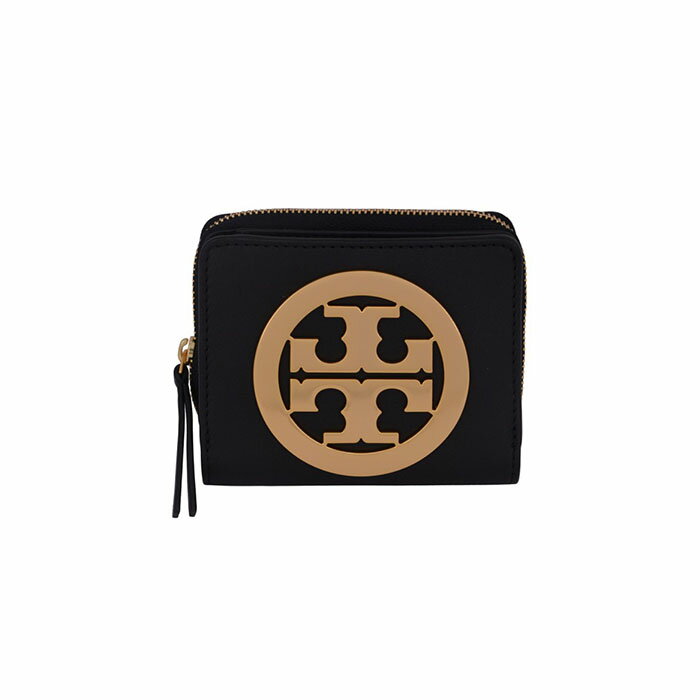 TORY BURCH CHARLIE MINI 立體大LOGO 亮面牛皮皮革 拉鏈短夾