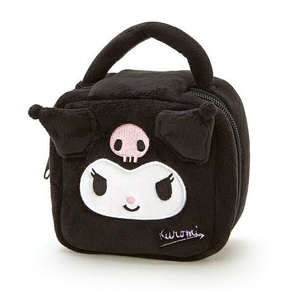 【震撼精品百貨】酷洛米 Kuromi~Sanrio 日本SANRIO三麗鷗 酷洛米絨毛手提化妝包(黑大臉)*51220