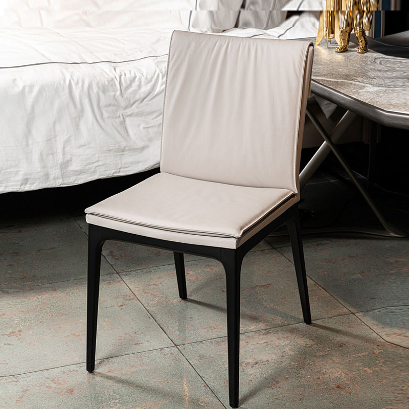 意式極簡真皮餐椅高端實木凳子家用簡約設計師靠背椅頭層皮