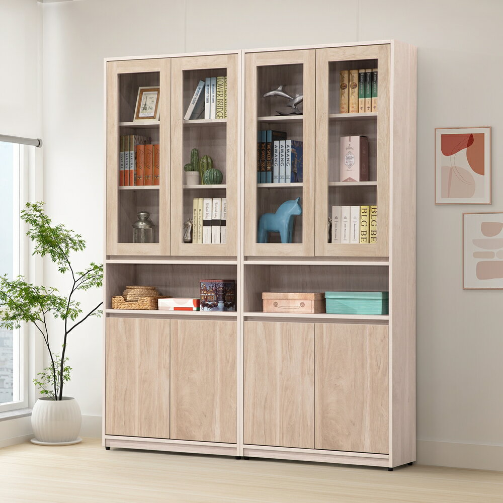 【直人木業】卓越當代日系風160公分中空玻璃書櫃｜最狂年中慶｜APP結帳再賺4%點數 1