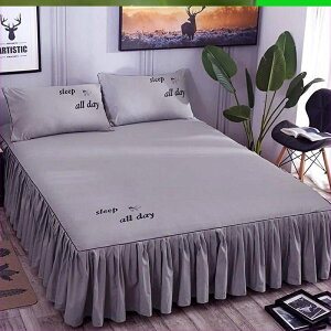 秋冬北歐式棉質歐式通用床群包邊簡易1米8乘2米的床罩床單灰色
