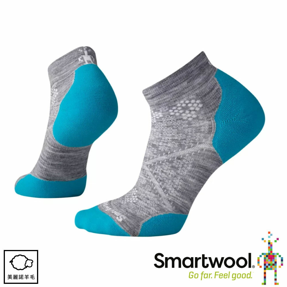 【SmartWool 美國 女 機能跑步局部輕量減震低筒襪《淺灰/碧藍》】 SW0SW211/運動襪/戶外襪/機能襪