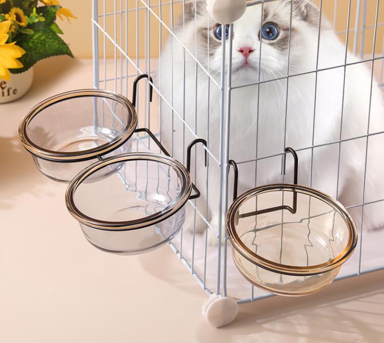 貓碗防打翻 貓食盆懸掛式 喝水碗陶瓷 固定狗盆掛籠 寵物碗幼犬幼貓【倪醬小鋪】