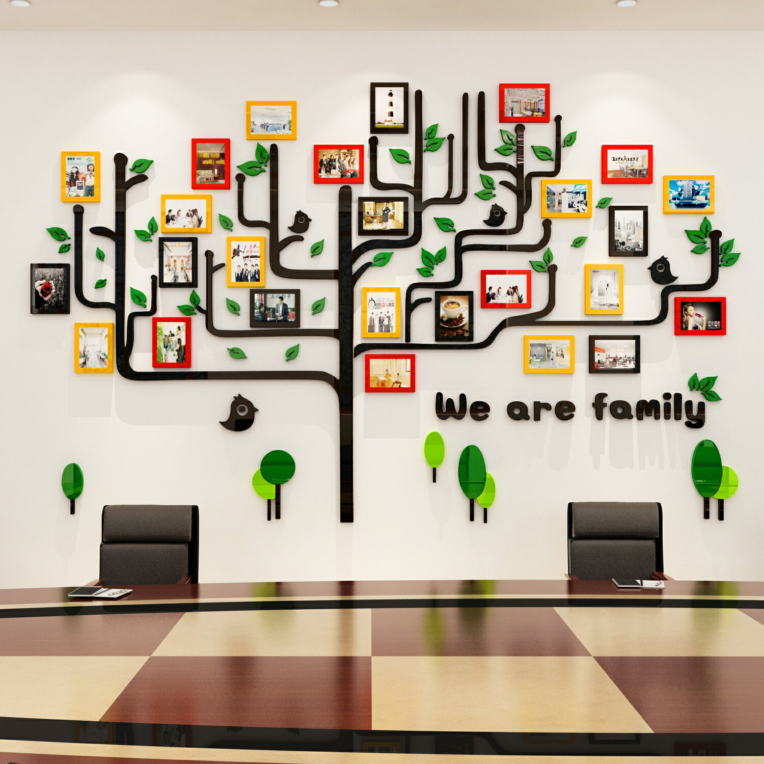 大樹3D立體照片墻貼畫裝飾公司辦公室墻面布置墻貼企業文化墻教室