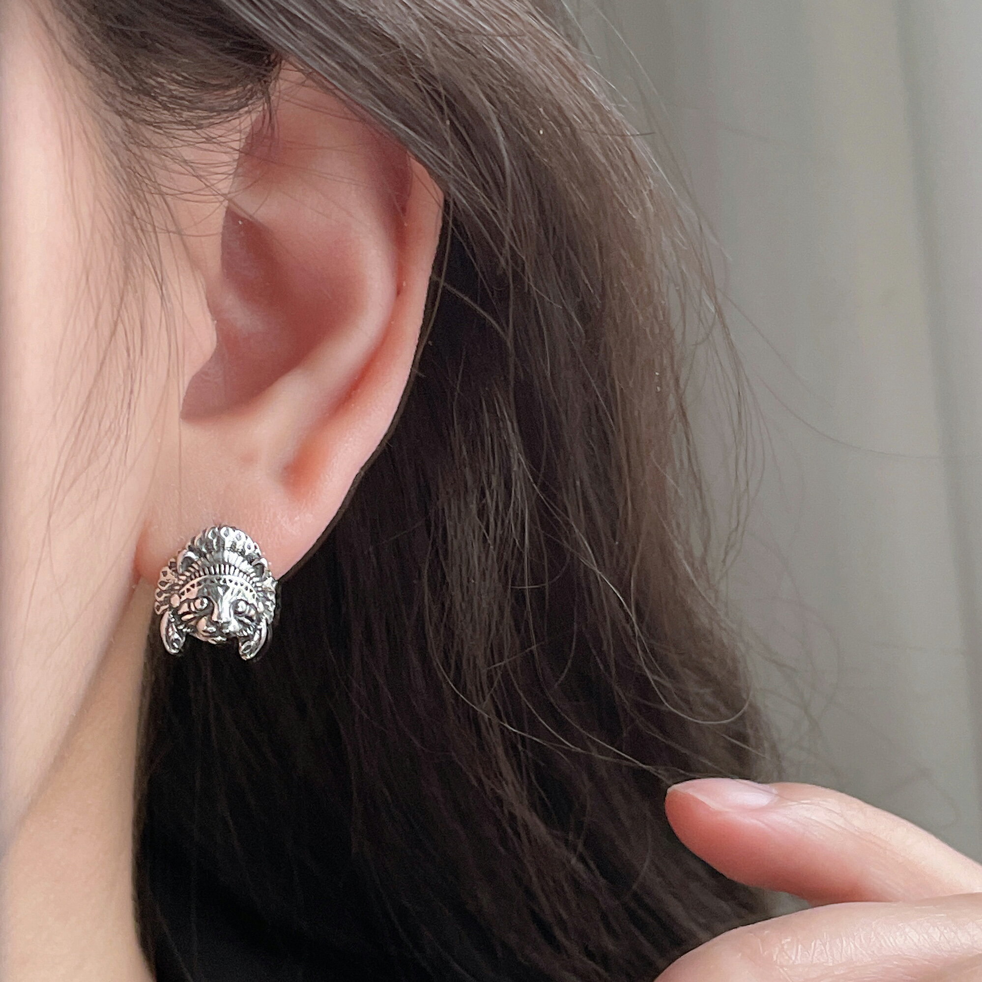 4.19小寶S925純銀印第安貓耳環女小眾設計感輕奢高級氣質時尚耳飾
